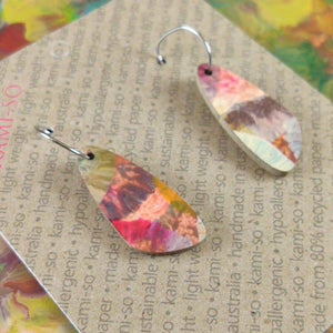 Earrings - Kami-So -Oval Recycled Paper Earrings - Multicolour II KMSR