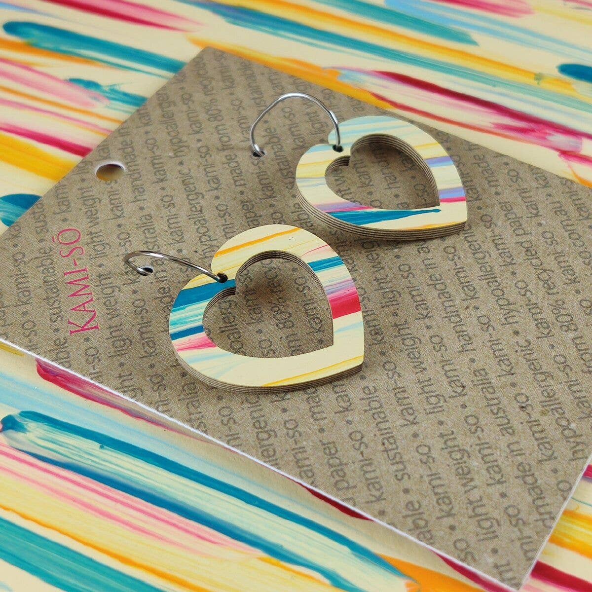 Earrings - Kami-So - Mini Recycled Paper Earrings - Multicolour Swipe KSMC