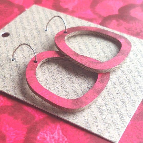 Earrings - Kami-So - Square Recycled Paper Earrings - Dark Red KSR