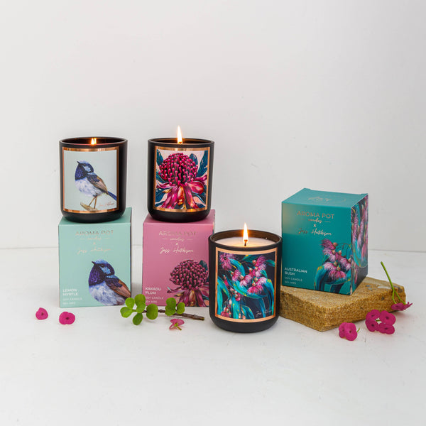 Candle - AROMA POT - Australian artist soy candle - lemon myrtle APLM .