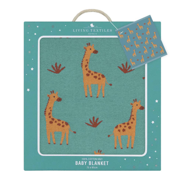 100% Cotton Knit Baby Blanket -Giraffe 2025 CBG