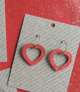 Earrings - Kami-So -Mini Recycled Paper Earrings - Red & Gold KSH