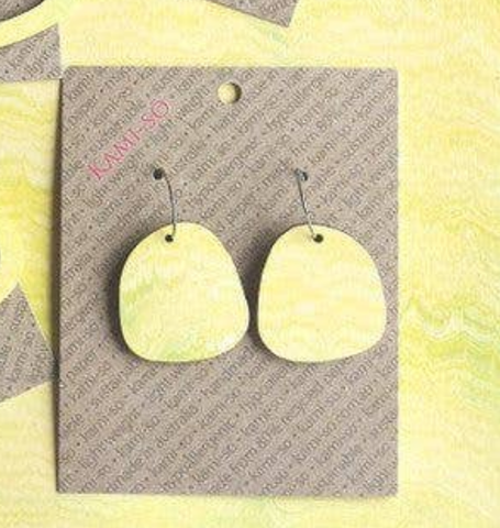 Earrings - Kami-So - Square Recycled Paper Earrings - Citrus KSC