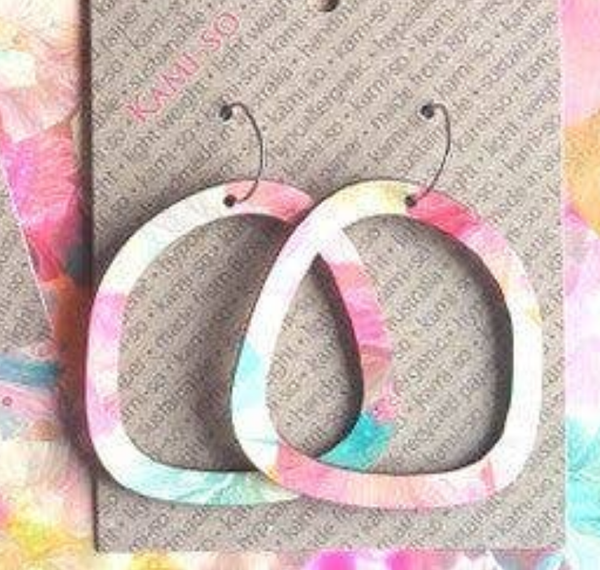 Earrings - Kami-So - Square Recycled Paper Earrings - Light Multicolour KSLM