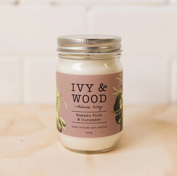 Candle - Ivy & Wood - Kakadu Plum & Cucumber CKP .