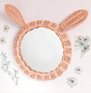 Bunny Rattan Mirror - Pink BRP