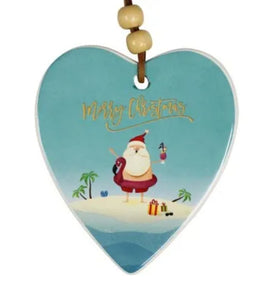 Ceramic tag  - christmas Santa Beach CTSB