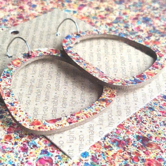 Earrings - Kami-So - Square Recycled Paper Earrings - Multicolour Speckle KSPS