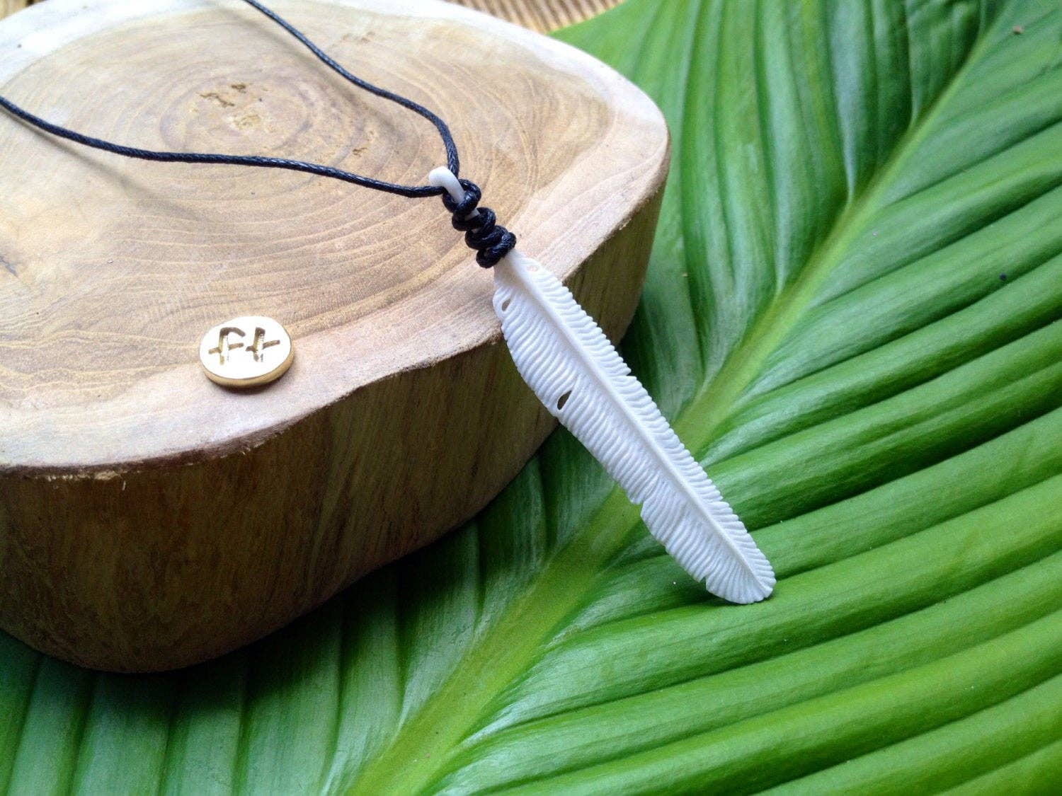 Feather - Small Bone Flight Feather Necklace