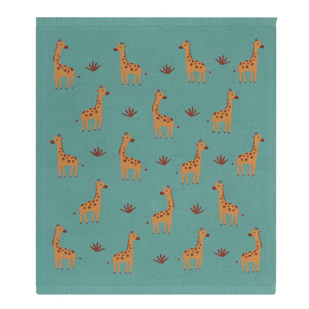 100% Cotton Knit Baby Blanket -Giraffe 2025 CBG