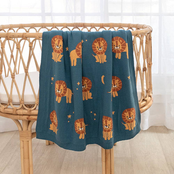 100% Cotton Knit Baby Blanket - Lion 2025 CBL