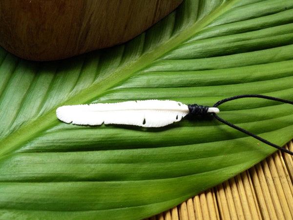 Feather - Small Bone Flight Feather Necklace