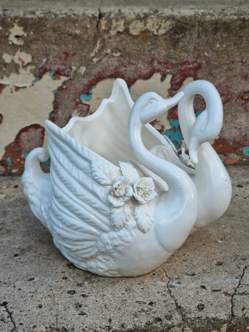 Vintage Double Swan Vase/Dish STV