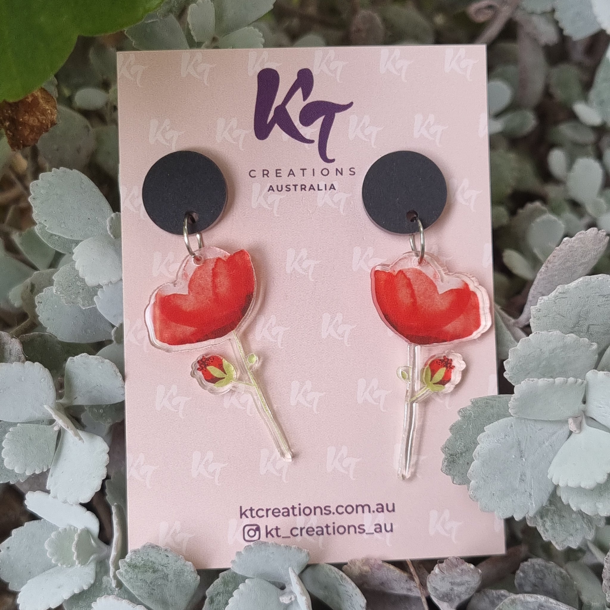 Earrings - watercolour poppy KTWP ...