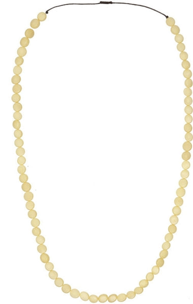 Necklace - Off White Burri single wooden strand NB100BW .